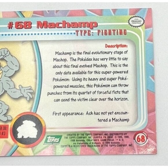Machamp Pokemon Card Topps #68 TV Animation Edition Series Green Logo - Picture 4 of 5